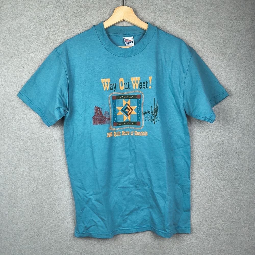 Vintage Way Out West Shirt Men Medium Quilt Show Glendale 1998 Desert Cactus 90s